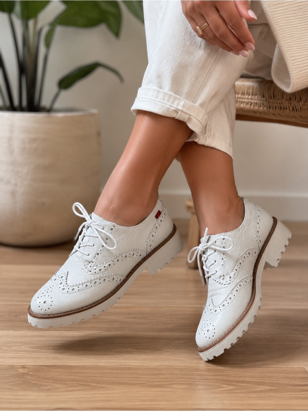 Marc Joseph New York Central Park West Off White Leather Oxford Brogue 5.5 New